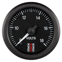 Thumbnail for Autometer Stack 52mm 8-18V Pro Stepper Motor Battery Voltage Gauge - Black