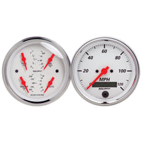 Thumbnail for Autometer Arctic White 3-3/8in Kit Box w/Elec Speedo Elec Oil Press, Water Temp, Volt, Fuel Level