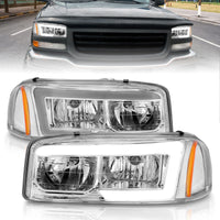 Thumbnail for Anzo 99-17 GMC Sierra/Denali Headlights Chrome Amber (w/C Light Bars)
