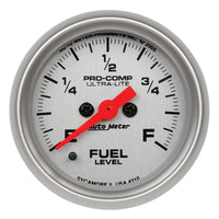 Thumbnail for Autometer Ultra-Lite 52mm 0-280 ohm Adj Full Sweep Electronic Fuel Level Programmable Empty-Full  Ga