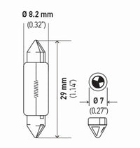 Thumbnail for Hella Bulb 3021 12V 3W Sv78 T25 8X29Mm (2)