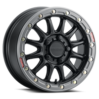 Thumbnail for Raceline A14GR Alpha 15x7in/5x114.3 BP/25mm Offset/68mm Bore - Gunmetal & Red Ring Beadlock Wheel