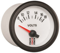 Thumbnail for Autometer Stack 52mm 8-18V Electric Battery Voltage Gauge - White