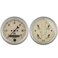 Thumbnail for AutoMeter Gauge Kit 2 Pc. Quad & Speedometer 3-3/8in. Antique Beige