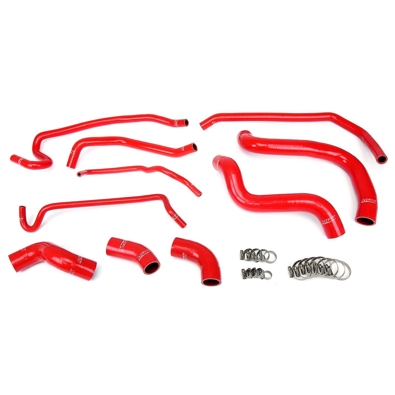 HPS Red Reinforced Silicone Radiator and Heater Hose Kit Coolant for Ford 11-14 Mustang GT 5.0L V8 & Boss 302