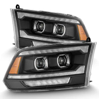 Thumbnail for AlphaRex 09-18 Dodge Ram 2500 LUXX LED Proj Headlights Plank Style Blk w/Activ Light/Seq Signal/DRL
