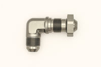 Thumbnail for DeatschWerks 8AN Male Flare To 8AN Male Flare Bulkhead Adapter 90-Degree (Incl. Nut)