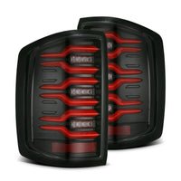 Thumbnail for AlphaRex 14-18 Chevy Silverado 1500 Luxx-Series LED Tail Lights Black/Red w/Activ Light/Seq Signal