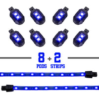 Thumbnail for XK Glow Single Color XKGLOW LED Accent Light Motorcycle Kit Blue - 8xPod + 2x8InStrips