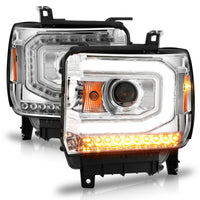 Thumbnail for ANZO 2014-2015 Gmc Sierra 1500 Projector Headlights w/ Light Bar Chrome Housing (Halogen Type)