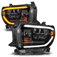Thumbnail for ANZO 14-21 Toyota Tundra (OE Halogen w/LED DRL) LED Crystal Headlights w/ Switchback & DRL - Blk