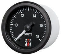 Thumbnail for Autometer Stack 52mm 8-18V Pro Stepper Motor Battery Voltage Gauge - Black