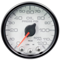 Thumbnail for Autometer Spek-Pro Gauge Oil Press 2 1/16in 120psi Stepper Motor W/Peak & Warn Wht/Blk