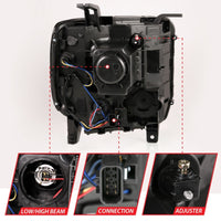 Thumbnail for ANZO 2014-2015 Gmc Sierra 1500HD Projector Plank Style Headlight Black W/ Drl