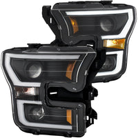 Thumbnail for ANZO 2015-2017 Ford F-150 Projector Headlights w/ Plank Style Switchback Black w/ Amber