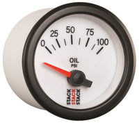 Thumbnail for Autometer Stack 52mm 0-100 PSI 1/8in NPTF Electric Oil Pressure Gauge - White