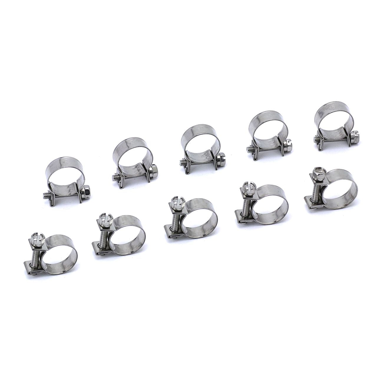 HPS #12 Stainless Steel Fuel Injection Hose Clamps 10pc Pack 25/64" - 15/32" (10mm - 12mm)