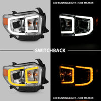 Thumbnail for ANZO 14-17 Toyota Tundra Plank Style Projector Headlights Chrome w/ Amber