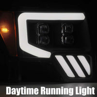 Thumbnail for AlphaRex 09-14 Ford F-150 NOVA LED Proj Headlights Plank Style Matte Black w/Activ Light/Seq Signal