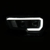 Thumbnail for ANZO 2016-2017 Toyota Tacoma Projector Headlights w/ Plank Style Switchback Black w/ Amber w/ DRL