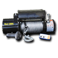 Thumbnail for DV8 Offroad 12000 LB Winch w/ Steel Cable & Wireless Remote - Black