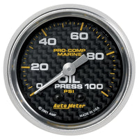 Thumbnail for Autometer Marine Carbon Fiber Ultra-Lite 2-1/16in 100PSI Mechanical Oil Pressure Gauge