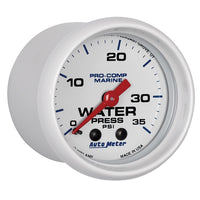 Thumbnail for Autometer Marine White 2-1/16in 35 PSI Mechanical Water Pressure Gauge