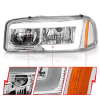 Thumbnail for Anzo 99-17 GMC Sierra/Denali Headlights Chrome Amber (w/C Light Bars)