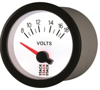 Thumbnail for Autometer Stack 52mm 8-18V Electric Battery Voltage Gauge - White