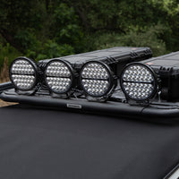 Thumbnail for Go Rhino Xplor Blackout Series Round Single LED Spot Light Kit w/DRL (Surface Mount) 9in. - Blk