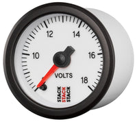 Thumbnail for Autometer Stack 52mm 8-18V Pro Stepper Motor Battery Voltage Gauge - White