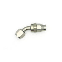 Thumbnail for DeatschWerks 8AN Female Swivel 45-Degree Hose End PTFE (Incl 1 Olive Insert) - Anodized Matte Black