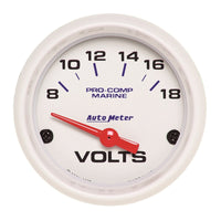Thumbnail for Autometer Marine White 2-1/16in 18V Electric Voltmeter Gauge