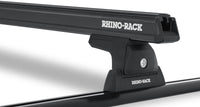 Thumbnail for Rhino-Rack 07-10 Jeep Wrangler 2 Door SUV Heavy Duty RLT600 Track Mount 2 Bar Roof Rack - Black