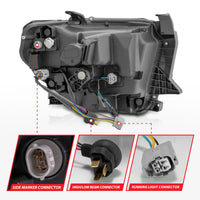 Thumbnail for ANZO 14-21 Toyota Tundra (OE Halogen w/LED DRL) LED Crystal Headlights w/ Switchback & DRL - Blk