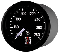 Thumbnail for Autometer Stack 52mm 140-280 Deg F 1/8in NPTF Male Pro Stepper Motor Oil Temp Gauge - Black