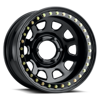 Thumbnail for Raceline RT51 Daytona Rock 17x9in/5x139.7 BP/-38mm Offset/107.95mm Bore - Gloss Black Beadlock Wheel