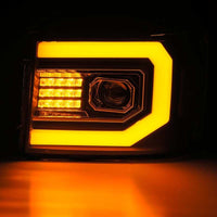Thumbnail for AlphaRex 07-13 GMC 1500HD PRO-Series Proj Headlights Plank Style Gloss Blk w/Activ Light/Seq Signal