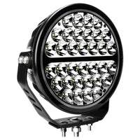 Thumbnail for Go Rhino Xplor Blackout Series Round Single LED Spot Light Kit w/DRL (Surface Mount) 9in. - Blk