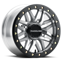 Thumbnail for Raceline A91MA Ryno 15x7in/4x156 BP/10mm Offset/132.5mm Bore - Machined & Black Ring Beadlock Wheel