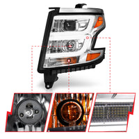 Thumbnail for ANZO 2015-2020 Chevy Tahoe Projector Headlights Plank Style Chrome w/DRL