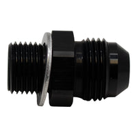 Thumbnail for DeatschWerks 8AN Male Flare to M16 X 1.5 Male Metric Adapter (Incl Washer) - Anodized Matte Black