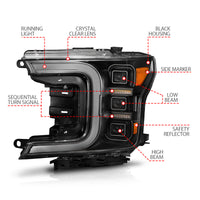 Thumbnail for Anzo 18-20 Ford F-150 Full Led Projector Light Bar Headlights Black Amber