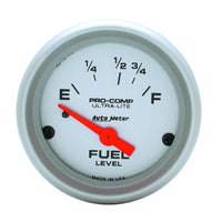 Thumbnail for Autometer Ultra-Lite 52mm 16 OHMS Empty/158 OHMS Full Short Sweep Electronic Fuel Level Gauge