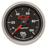 Thumbnail for Autometer GM Bowtie Black 2-1/16in 0-100 PSI Oil Pressure - Stepper Motor