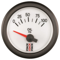 Thumbnail for Autometer Stack 52mm 0-100 PSI 1/8in NPTF Electric Oil Pressure Gauge - White