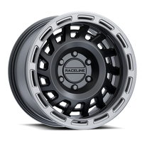 Thumbnail for Raceline 957BS Halo 17x9in / 6x139.7 BP / -12mm Offset / 106.1mm Bore - Black & Silver Lip Wheel