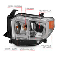 Thumbnail for ANZO 14-17 Toyota Tundra Plank Style Projector Headlights Chrome w/ Amber