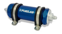Thumbnail for Fuelab 828 In-Line Fuel Filter Long -10AN In/Out 40 Micron Stainless - Blue