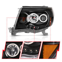 Thumbnail for ANZO 2005-2011 Toyota Tacoma Projector Headlights w/ Halo Black